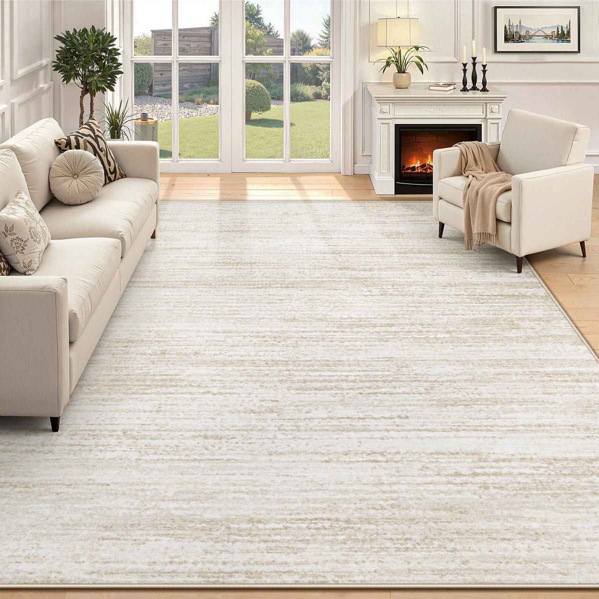 Washable Area Rug with Modern Printed Design
