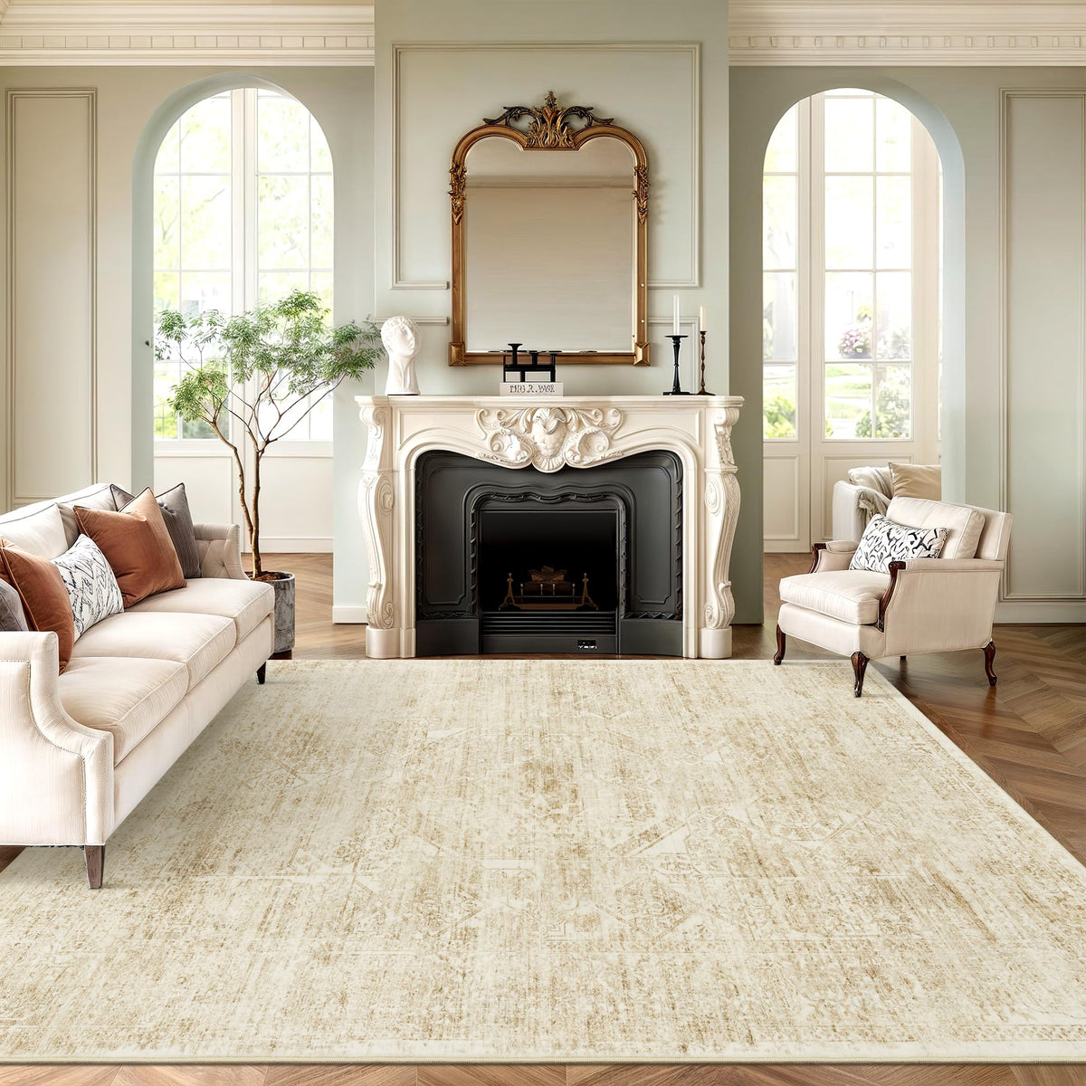 Washable Area Rug with Non Slip Backing