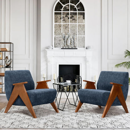 Mid-Century Accent Chair – Upholstered Wood Frame