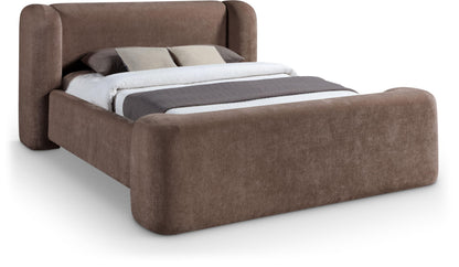 Beige Chenille Full Bed – Modern Upholstered Frame