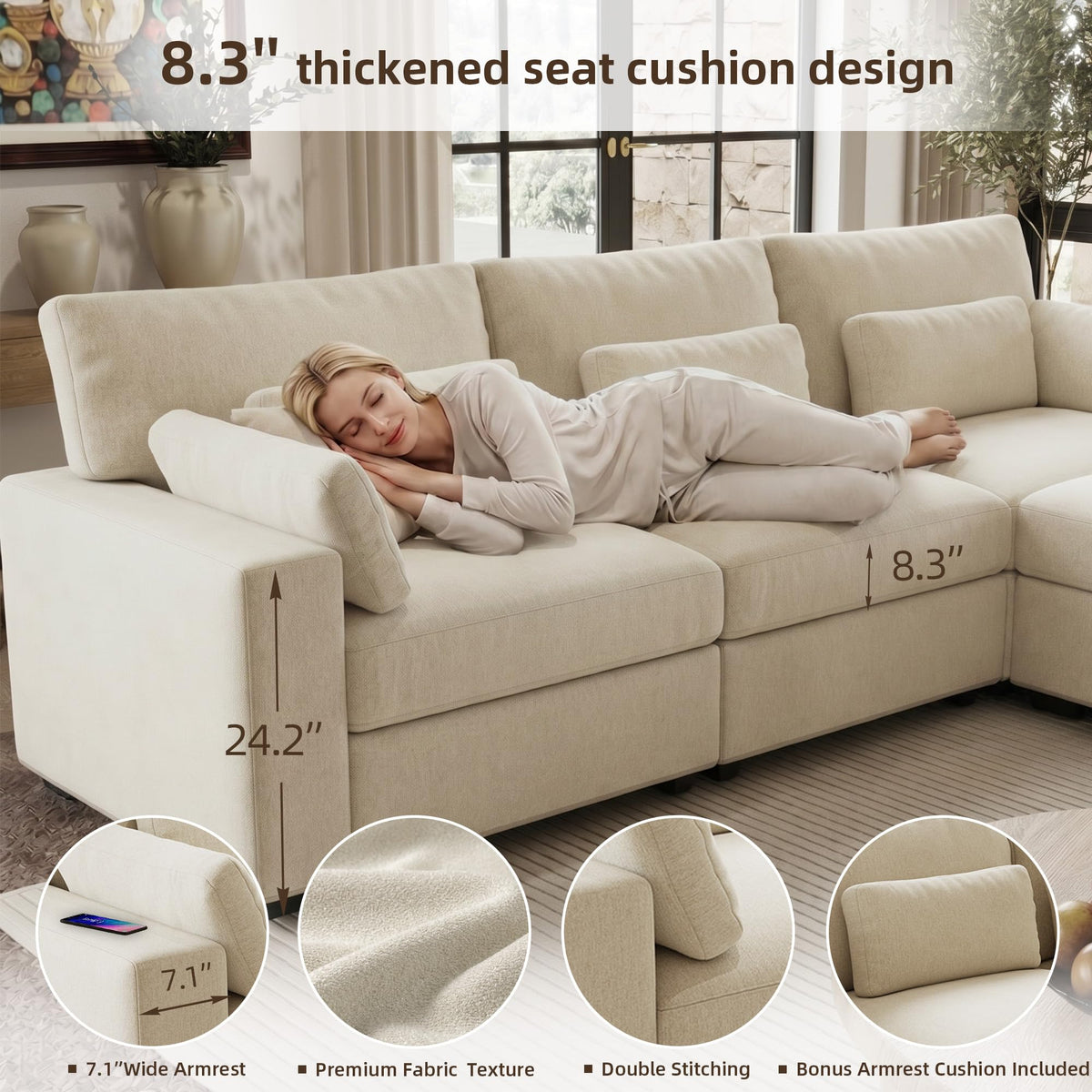 WorthFurni Modular Sectional Sofa