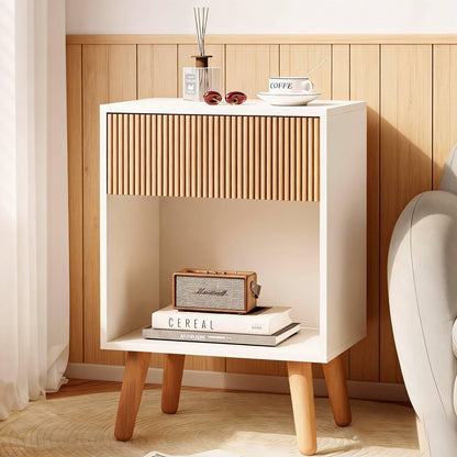 Fluted Nightstands – Modern Storage Set of 2
