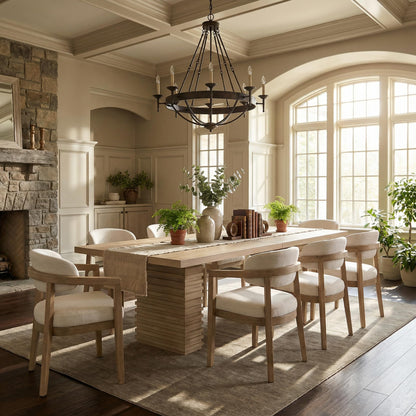 Modern Wood Dining Table Set for 8