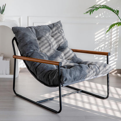 Modern Accent Chair – Cushioned Metal Frame Design