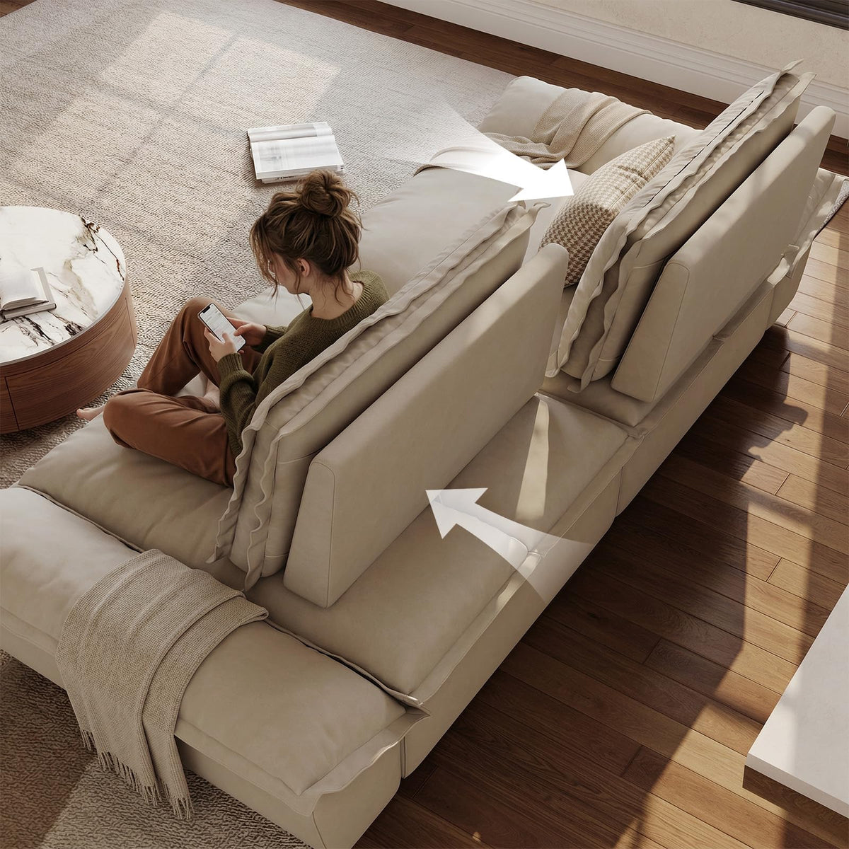 Oversized Modular Sectional Sofa – Deep Seat Design