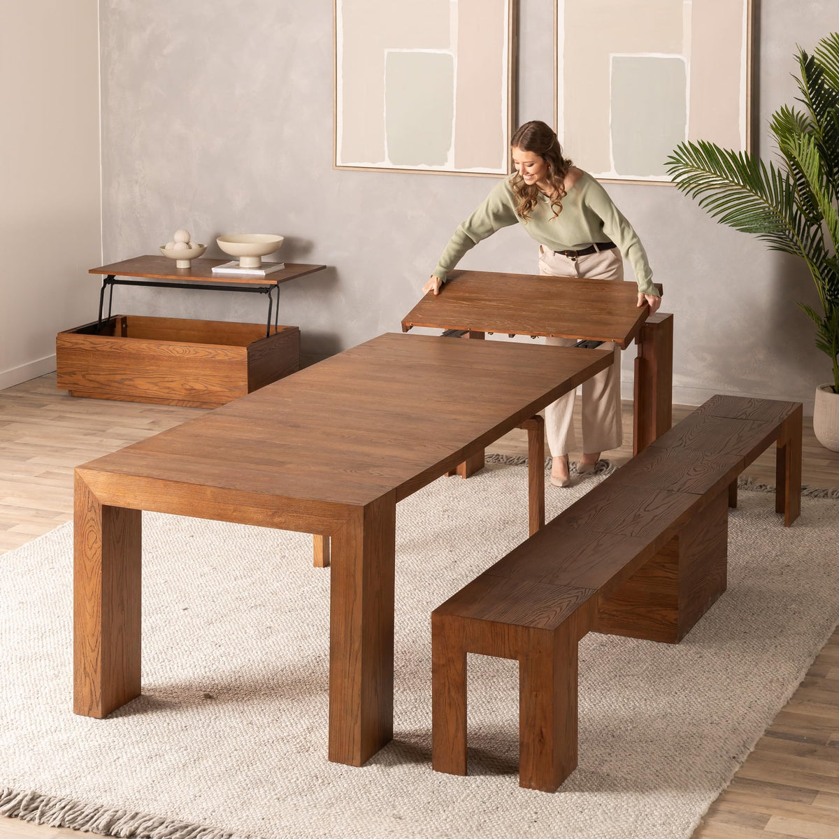 Solid Wood Extendable Dining Table for 2 to 12