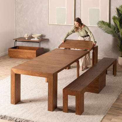 Solid Wood Extendable Dining Table for 2 to 12