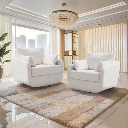 Oversized Swivel Accent Chair – Soft Bouclé Design