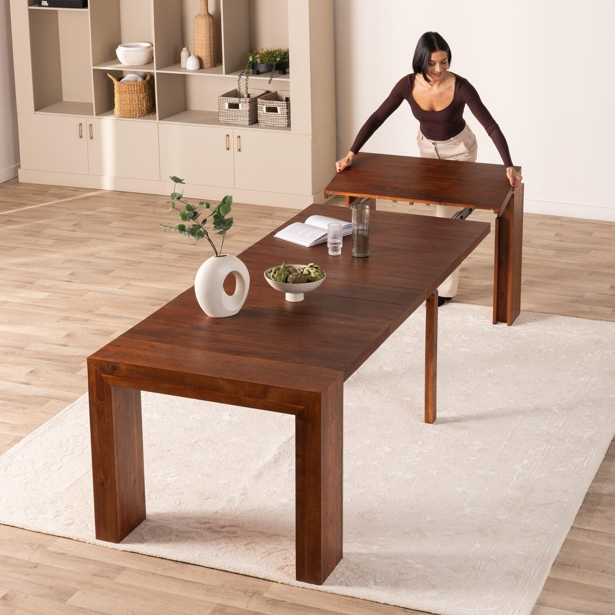 Solid Wood Extendable Dining Table for 2 to 12