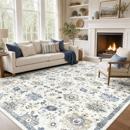Washable Area Rug with Vintage Low Profile Design