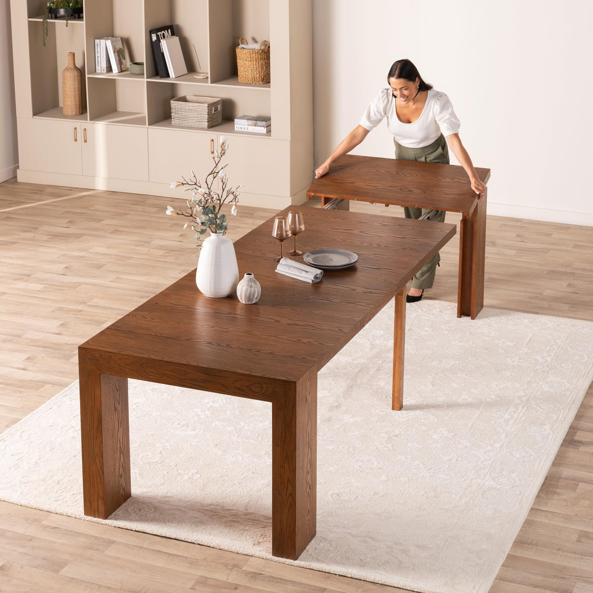 Solid Wood Extendable Dining Table for 2 to 12