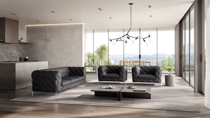 Italian Leather Sofa – Modern Tufted Design