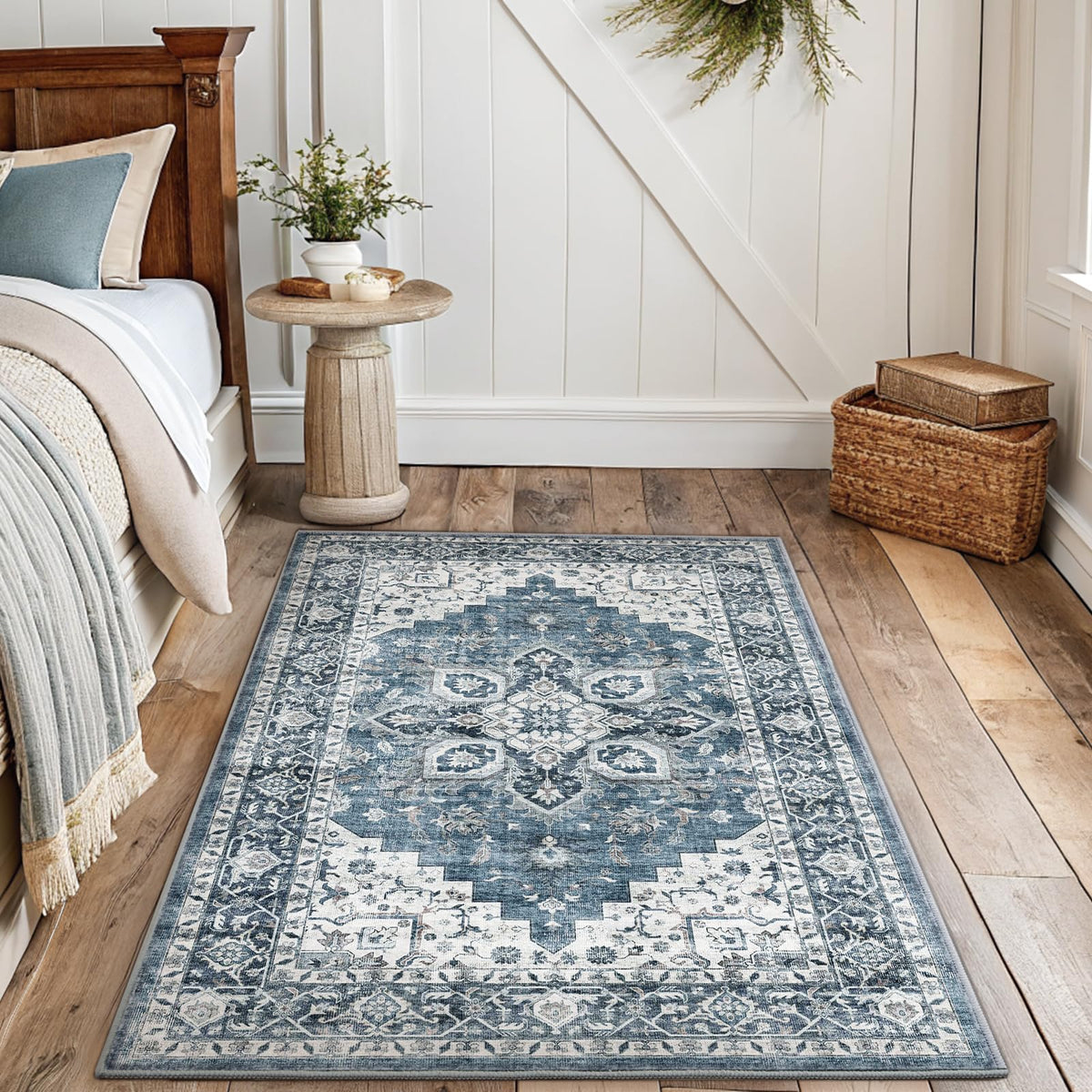 Washable Area Rug with Vintage Low Profile Design