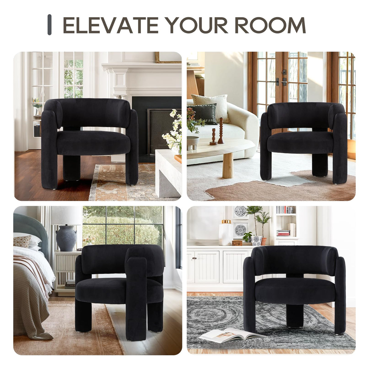 Velvet Barrel Accent Chair – Modern 3-Leg Design