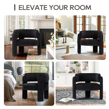 Velvet Barrel Accent Chair – Modern 3-Leg Design