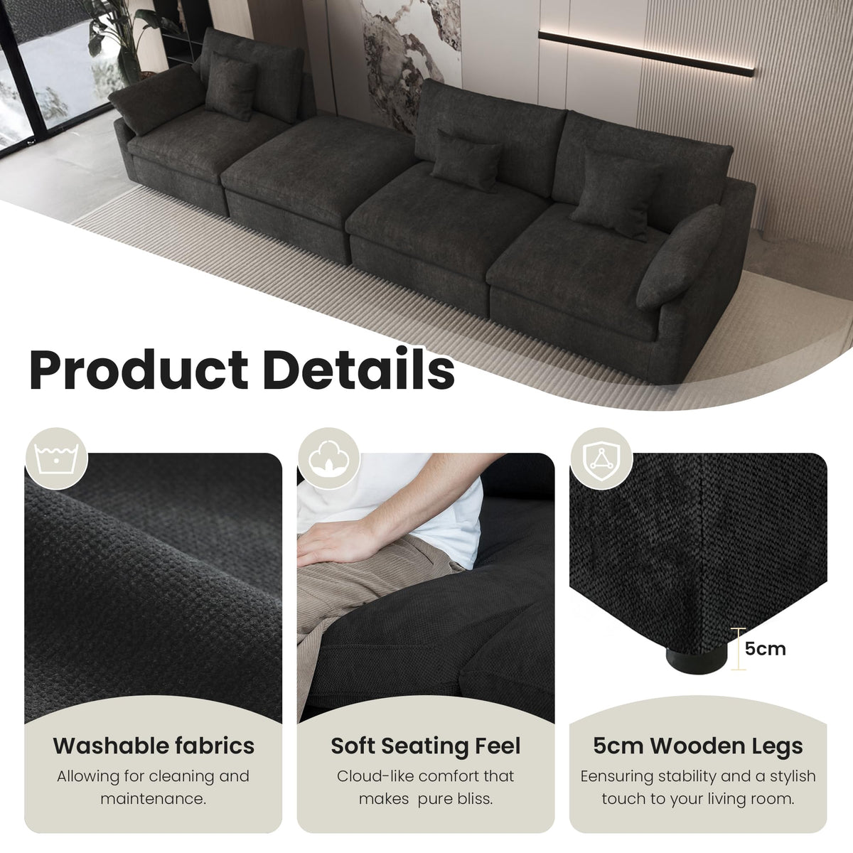 Linen Modular Sectional Sofa – Cloud Comfort Design