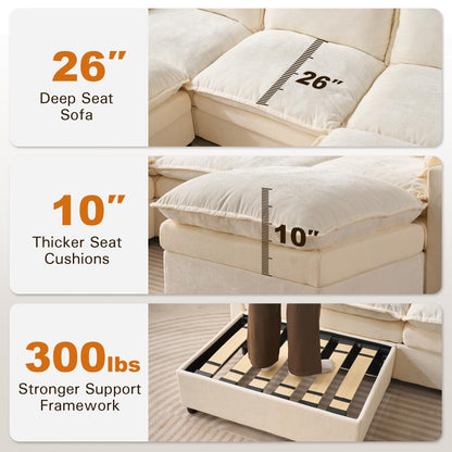 108" Modular Cloud Sectional Sofa with Ottoman