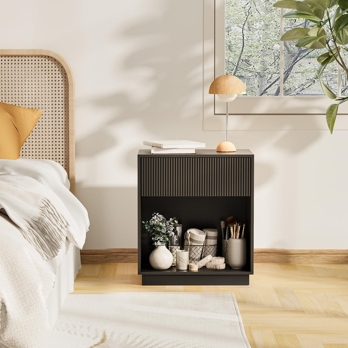 Fluted Nightstands – Modern Storage Set of 2