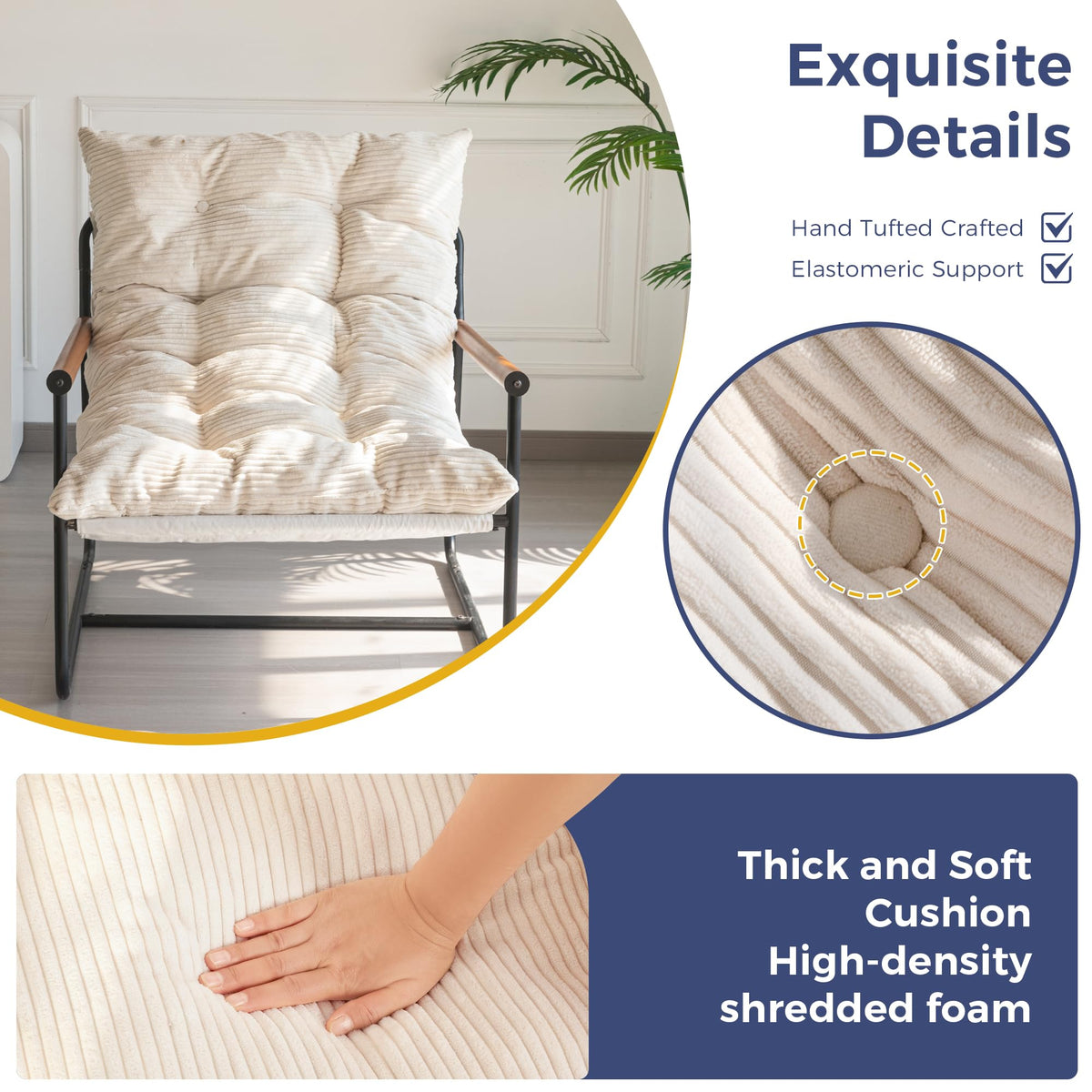 Modern Accent Chair – Cushioned Metal Frame Design