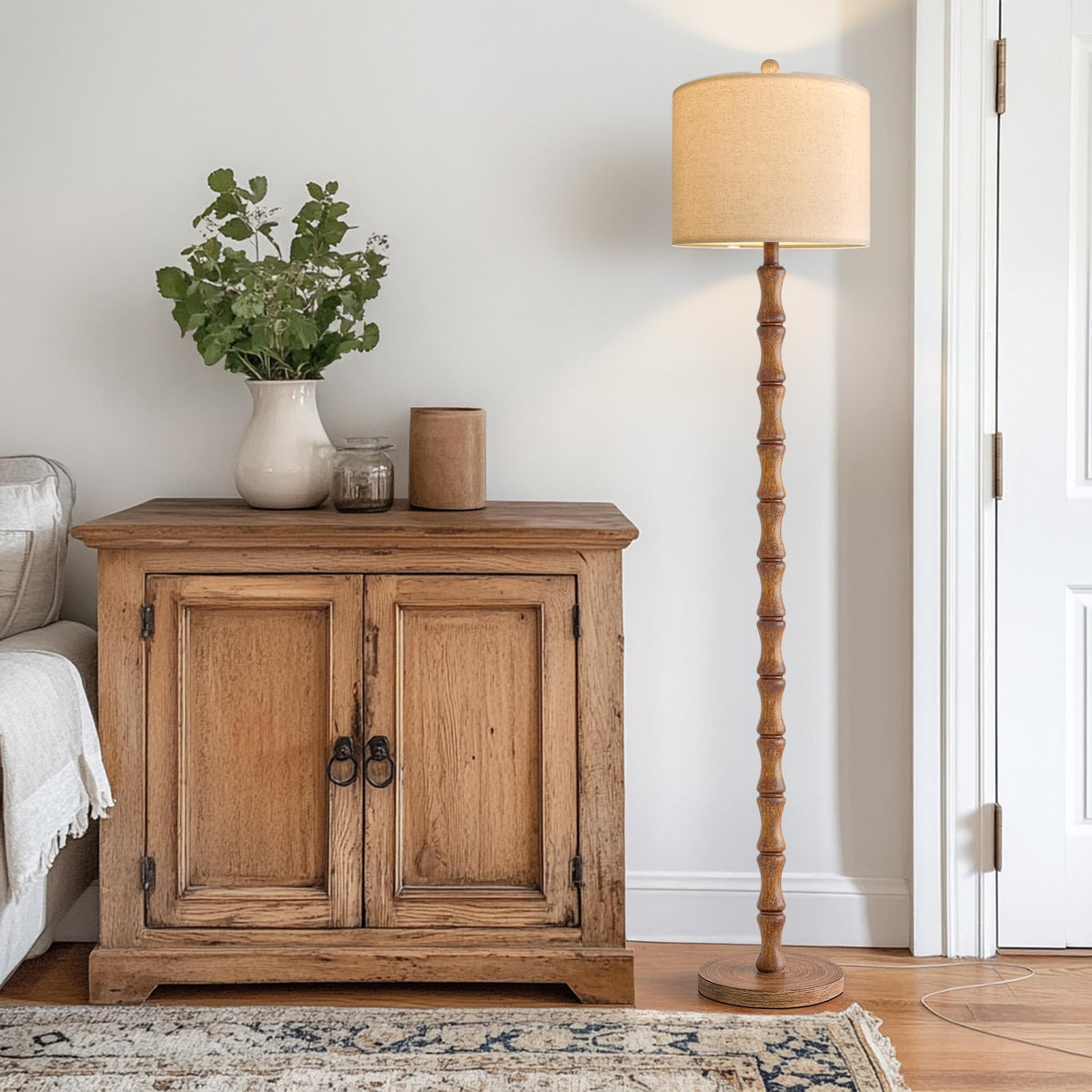 62 Inch Farmhouse Floor Lamp with Rustic Design