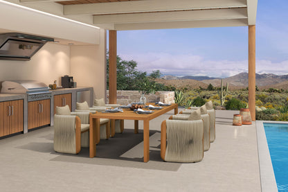Teak Outdoor Dining Set with Woven Rattan