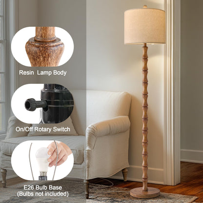 62 Inch Farmhouse Floor Lamp with Rustic Design
