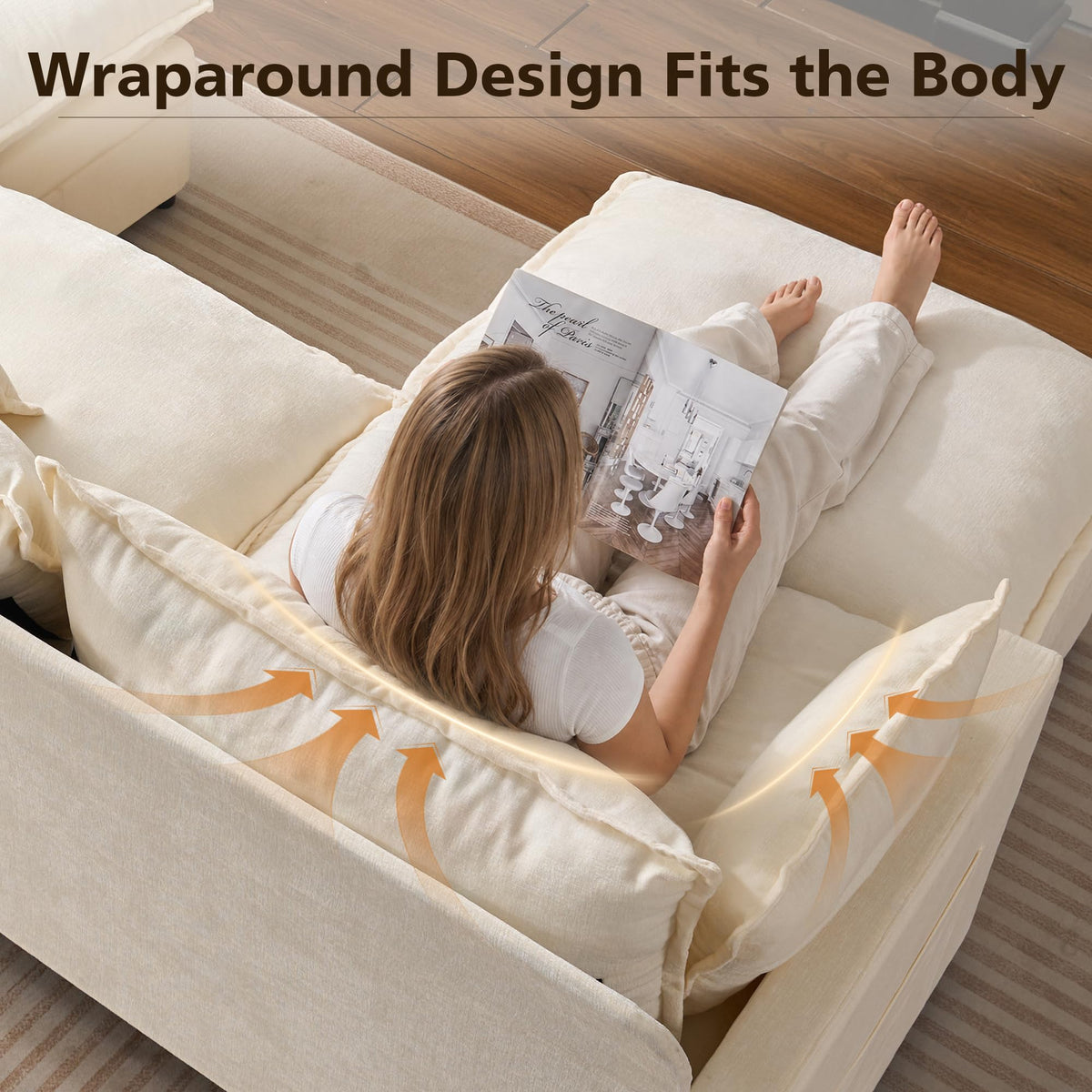 108" Modular Cloud Sectional Sofa with Ottoman