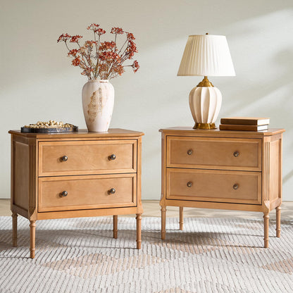 Solid Wood End Table with Charging Station