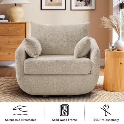 Oversized Swivel Accent Chair – Soft Bouclé Design