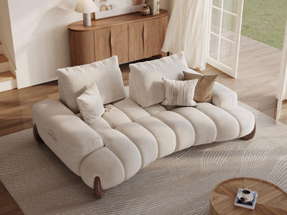 85" Curved Velvet Sofa – Oversized Modern Design