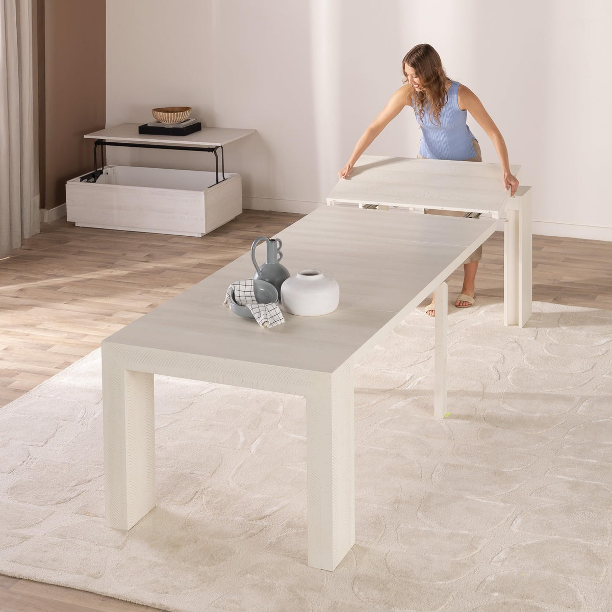 Solid Wood Extendable Dining Table for 2 to 12