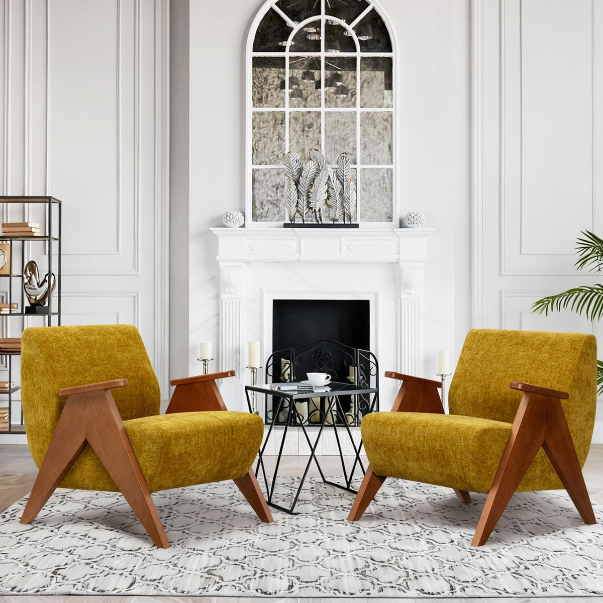Mid-Century Accent Chair – Upholstered Wood Frame