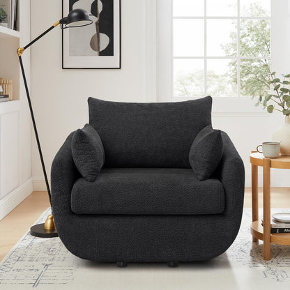 Oversized Swivel Accent Chair – Soft Bouclé Design