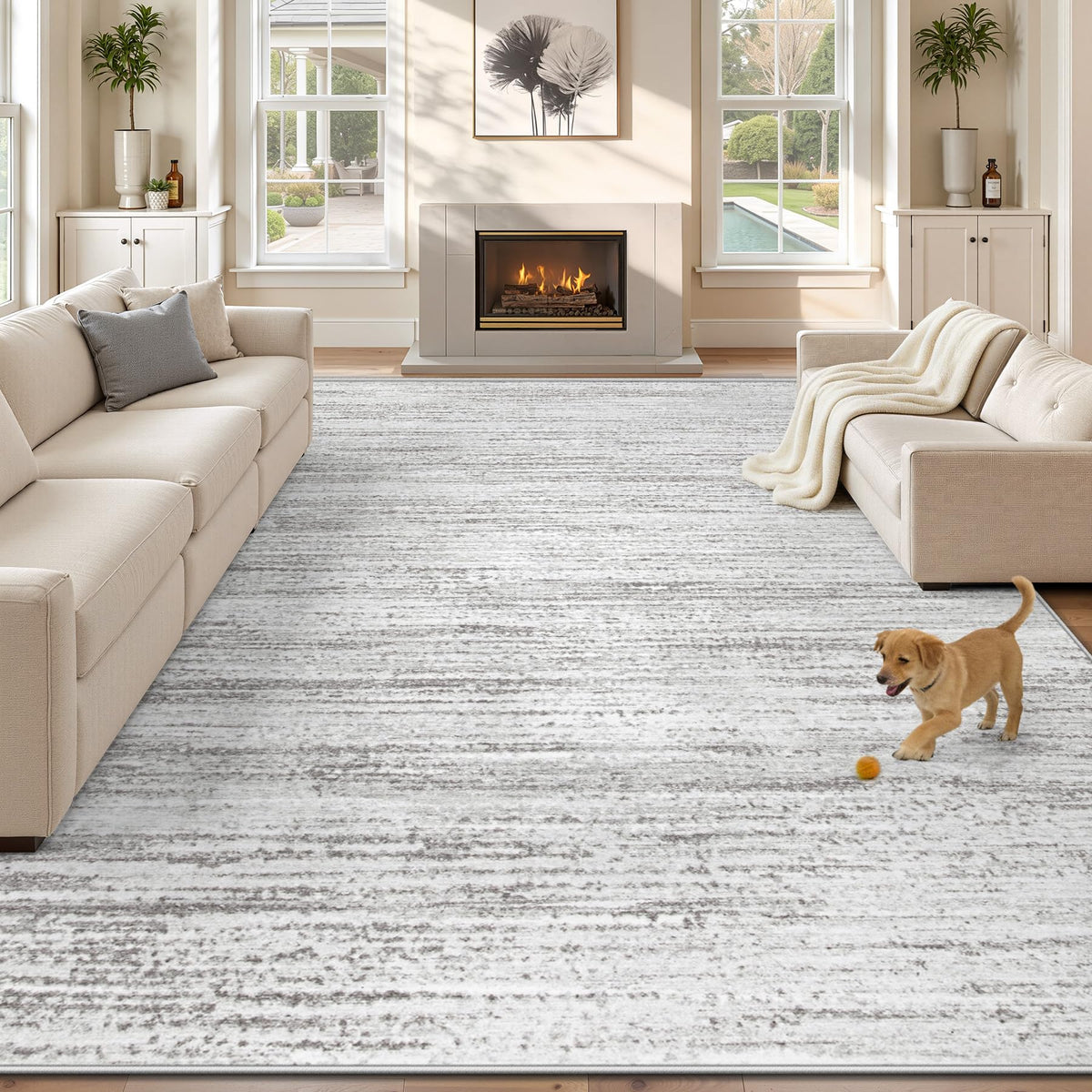 Washable Area Rug with Modern Printed Design