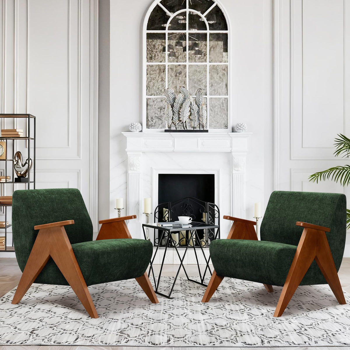 Mid-Century Accent Chair – Upholstered Wood Frame