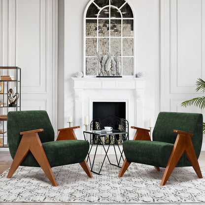 Mid-Century Accent Chair – Upholstered Wood Frame