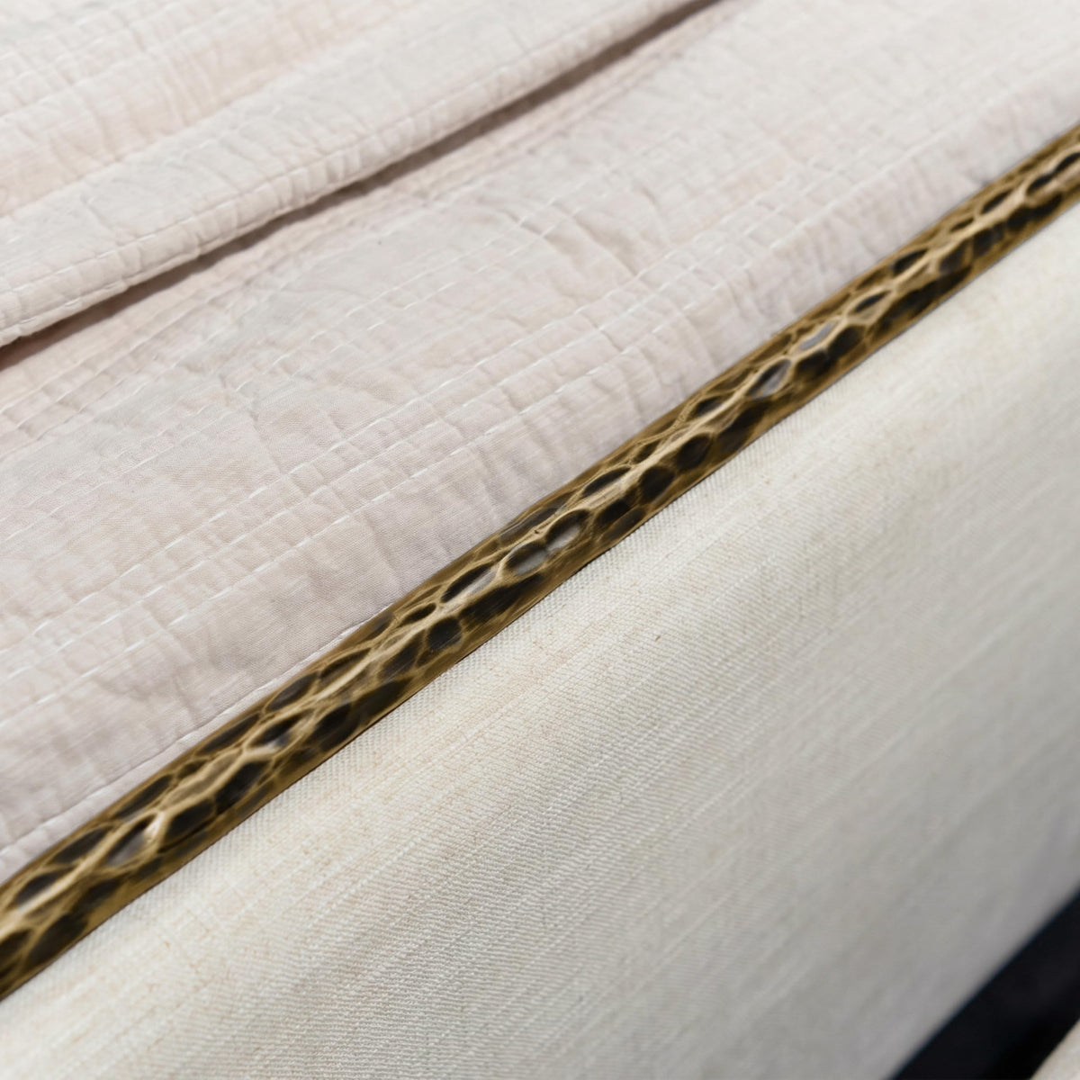 Metal Upholstered Bed – Hammered Steel Frame