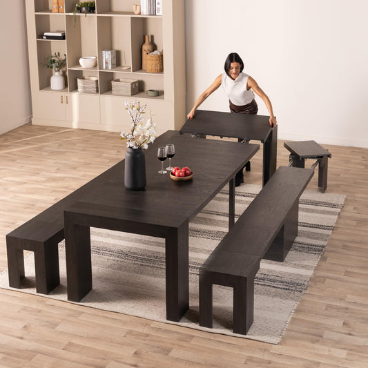 Solid Wood Extendable Dining Table for 2 to 12