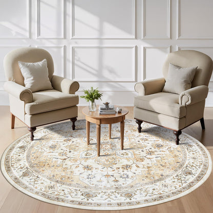 Washable Area Rug with Vintage Low Profile Design