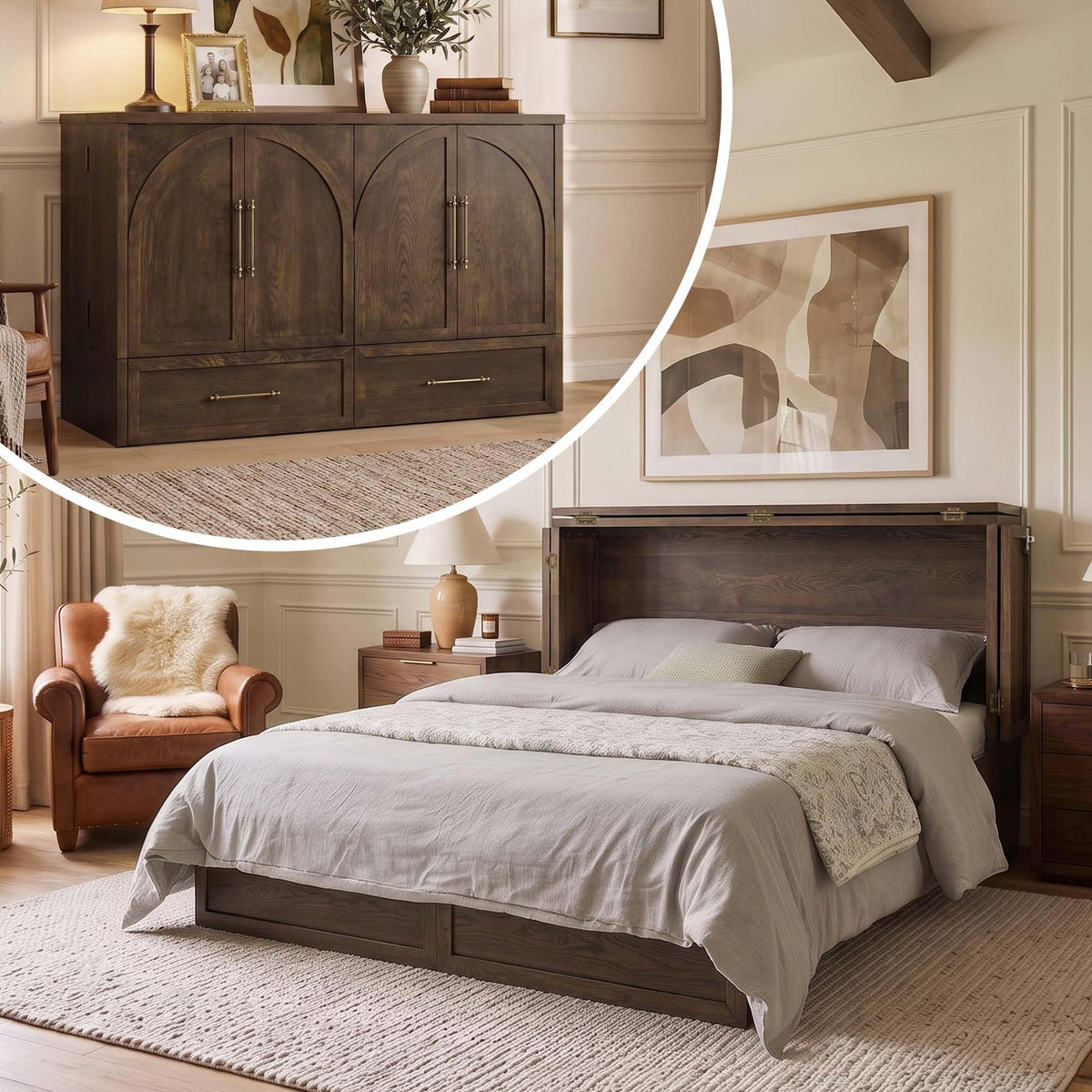 Queen Murphy Bed – Solid Wood Space-Saving Design