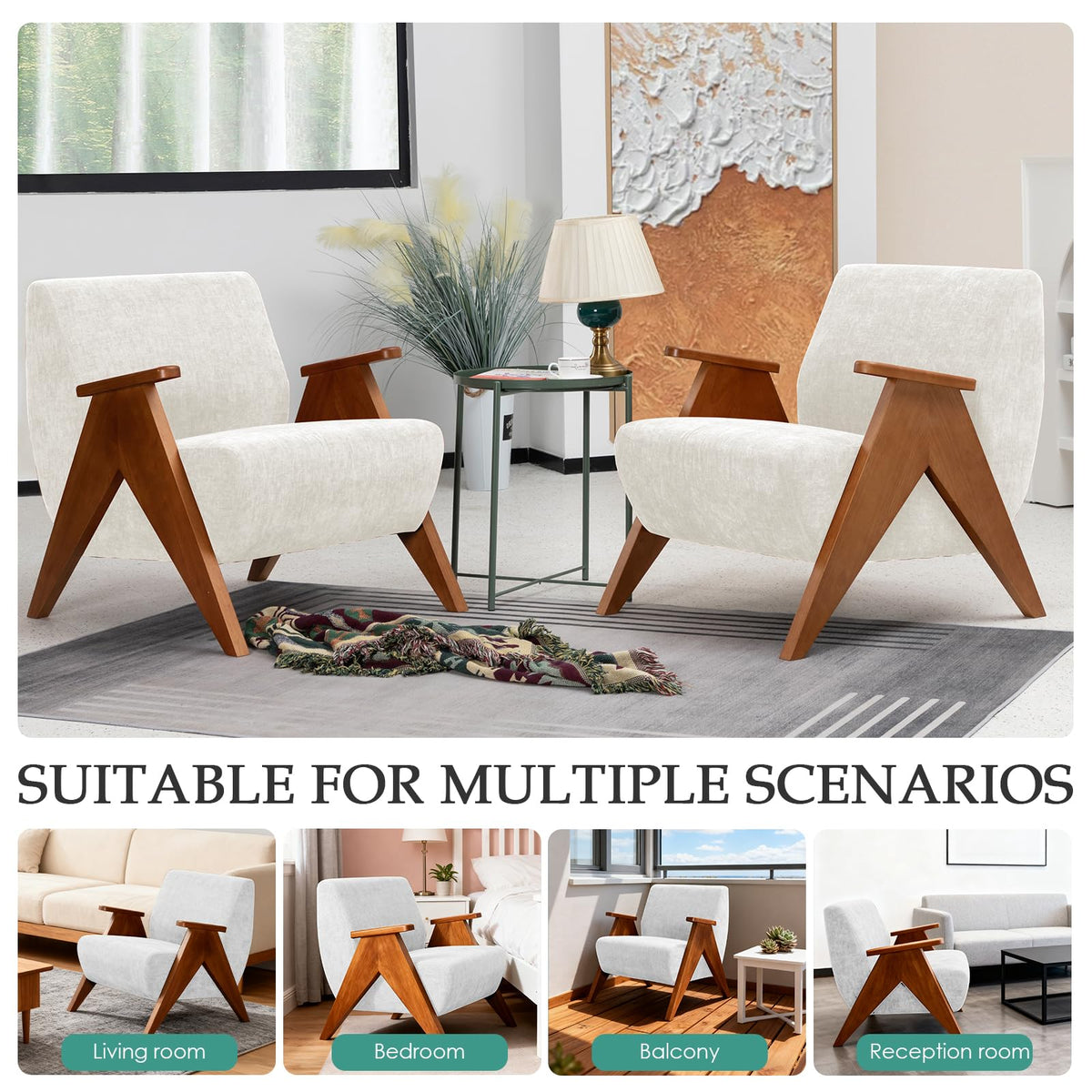 Mid-Century Accent Chair – Upholstered Wood Frame