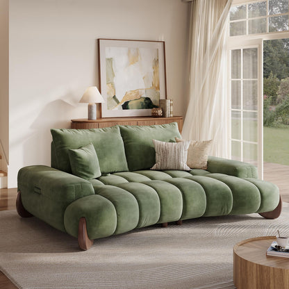 85" Curved Velvet Sofa – Oversized Modern Design