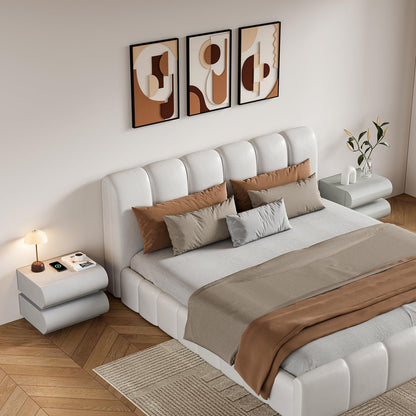 Modern Nightstand – Gold Tile Finish with 2 Drawers