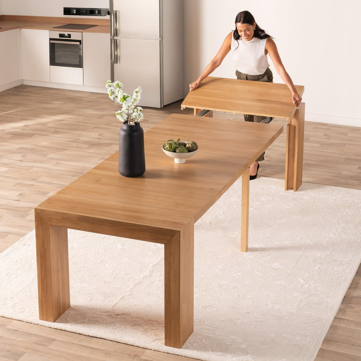 Solid Wood Extendable Dining Table for 2 to 12