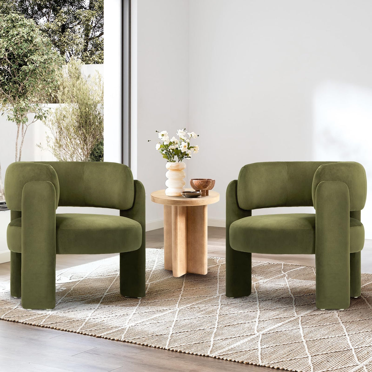 Velvet Barrel Accent Chair – Modern 3-Leg Design