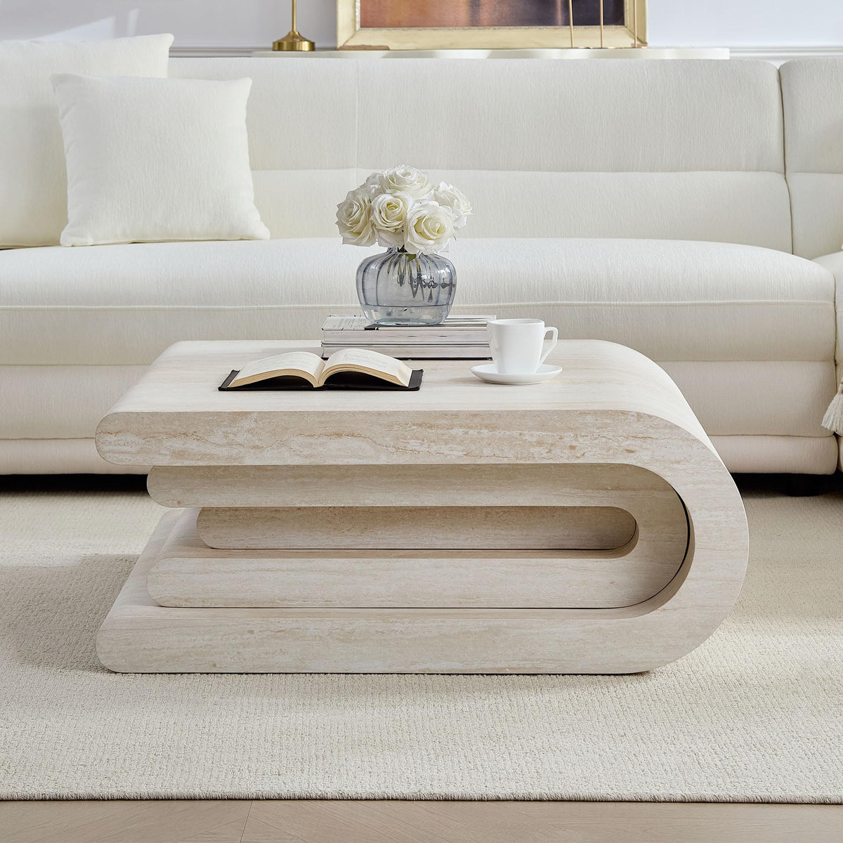Round Fiberglass Coffee Table with Modern Design