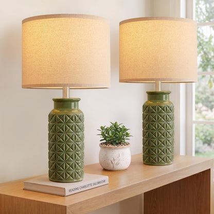 22 Inch White Ceramic Bedside Lamps Set of 2