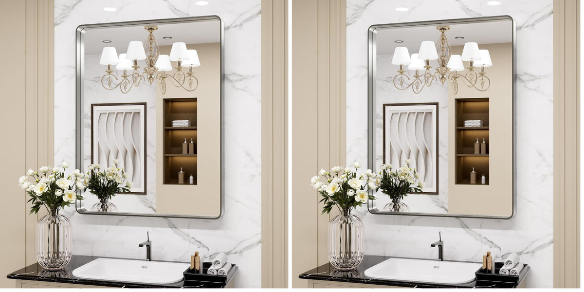 Rounded Rectangle Vanity Mirror – Metal Frame