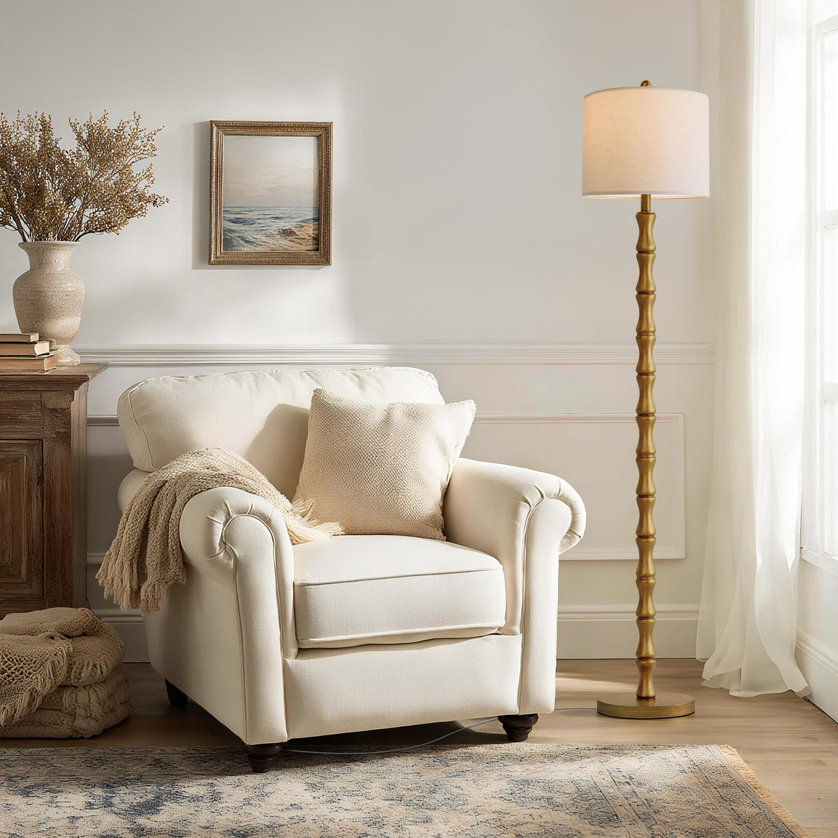 62 Inch Farmhouse Floor Lamp with Rustic Design