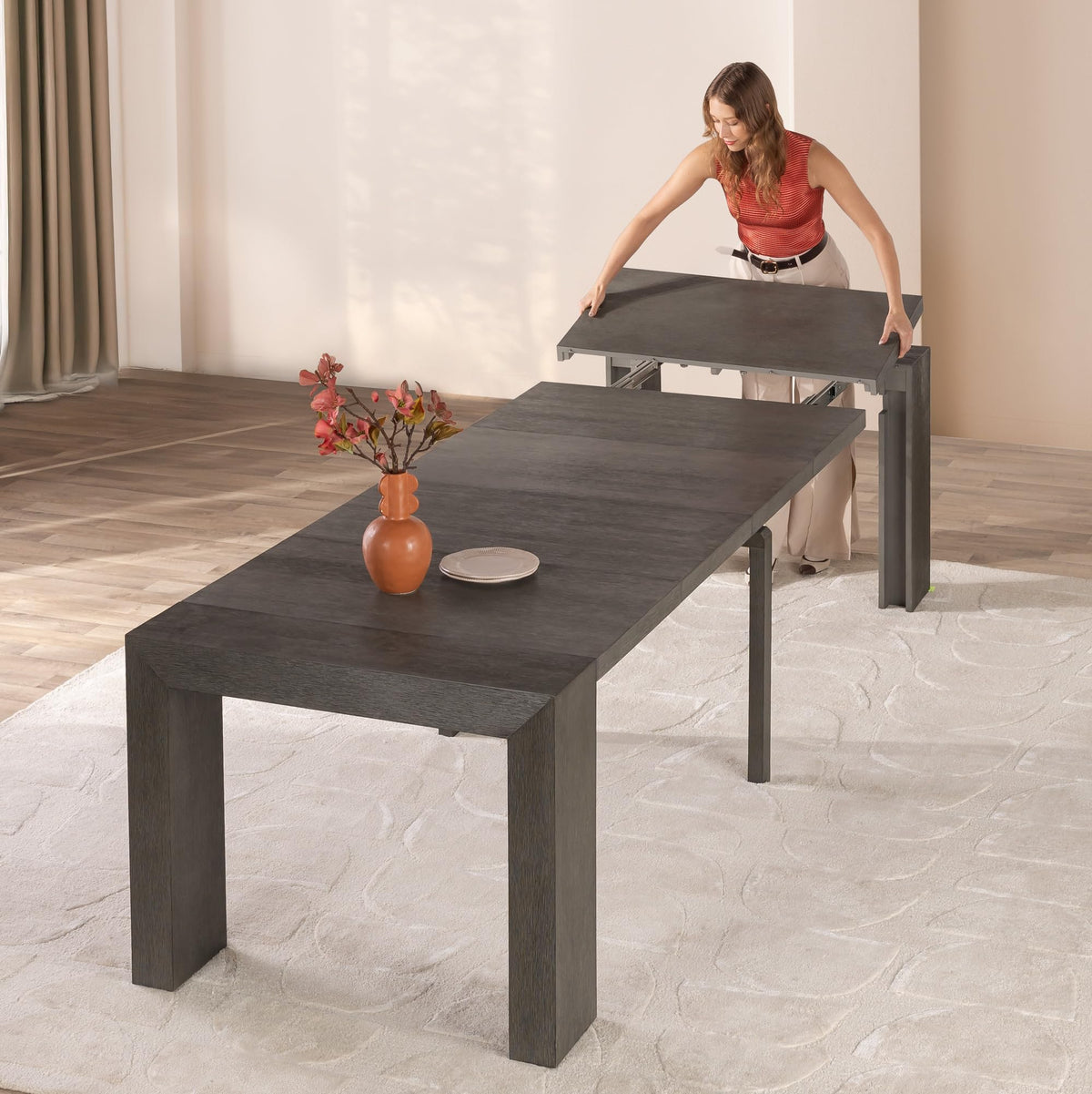 Solid Wood Extendable Dining Table for 2 to 12